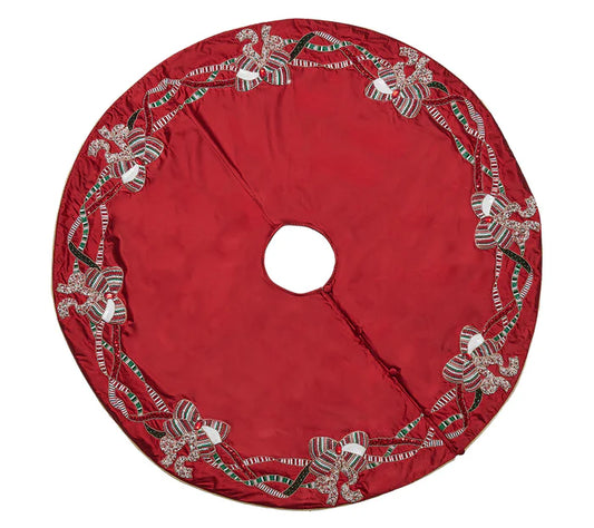 Kim Seybert Merry Garland Tree Skirt in Red, Green & Gold