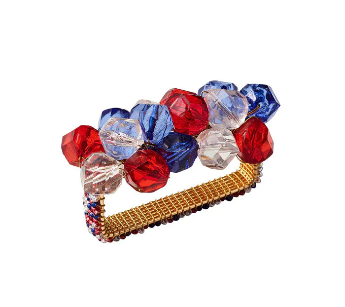Kim Seybert Pop Rocks Red, White & Blue Napkin Ring Set of 4