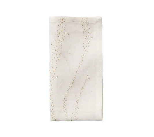 Kim Seybert Star Spray Napkin in White, Gold & Silver