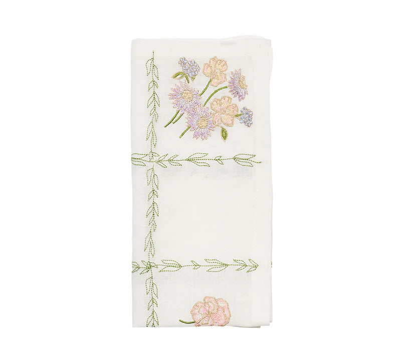 Kim Seybert Trellis Napkin in White/Multi, Set of 4
