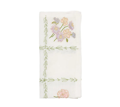 Kim Seybert Trellis Napkin in White/Multi, Set of 4