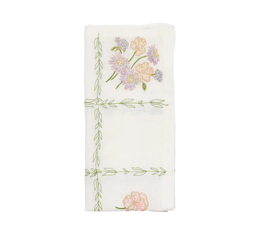 Kim Seybert Trellis Napkin in White/Multi, Set of 4