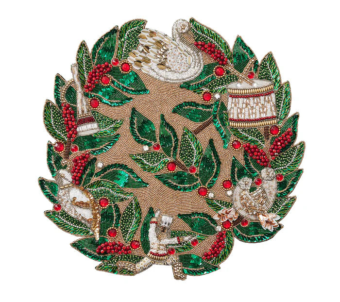 Kim Seybert Xmas Carol Placemat in Red, Green & Gold, Set of 2