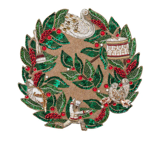 Kim Seybert Xmas Carol Placemat in Red, Green & Gold, Set of 2