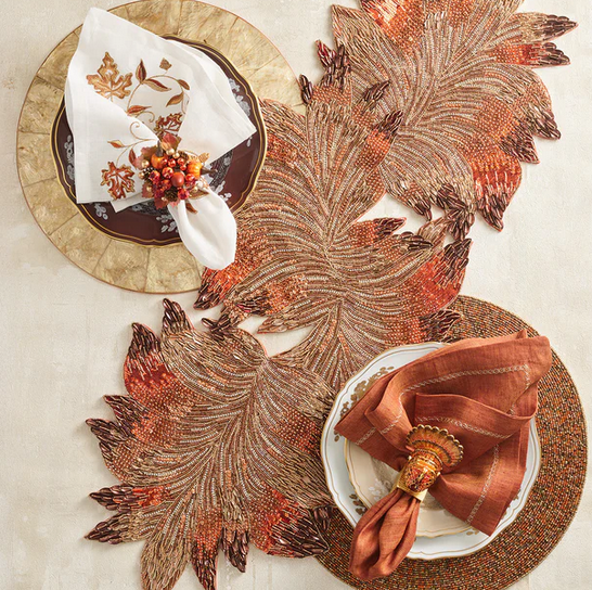 Kim Seybert Harvest Runner in Brown & Orange