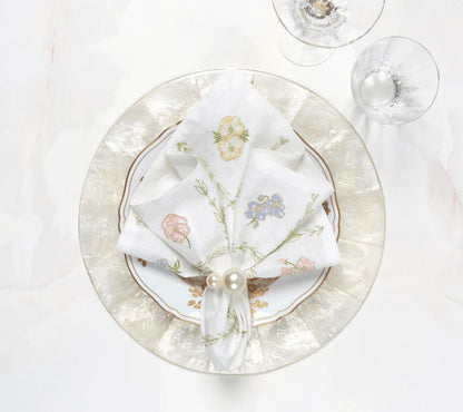 Kim Seybert Trellis Napkin in White/Multi, Set of 4