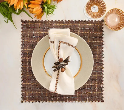 Kim Seybert Acorn Napkin Ring in Brown & Gold