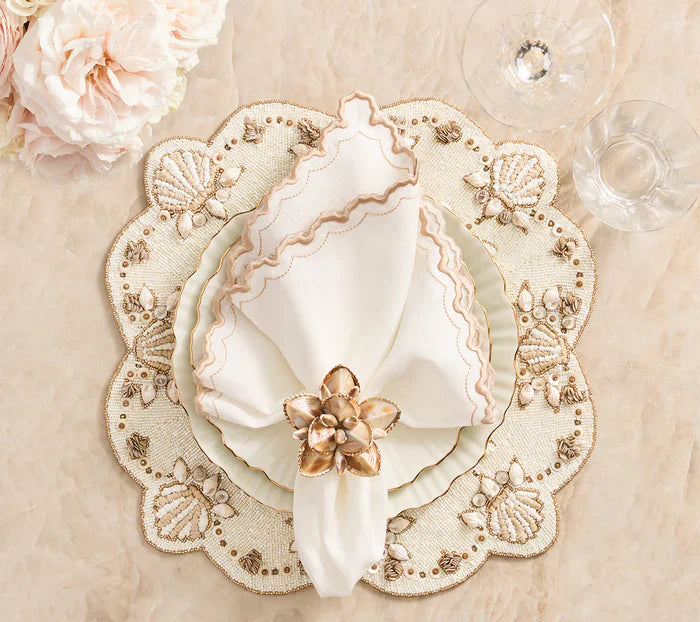 Kim Seybert Arches White Natural Napkin