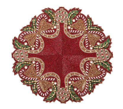 Kim Seybert Candy Cane Bow Placemat in Red, Green & Gold, Set of 2