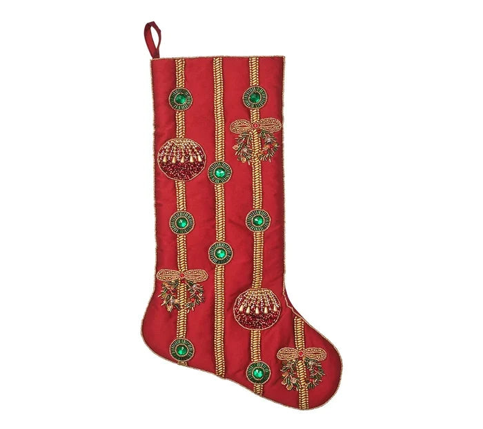 Kim Seybert Jewel Garland Stocking in Red, Green and Gold