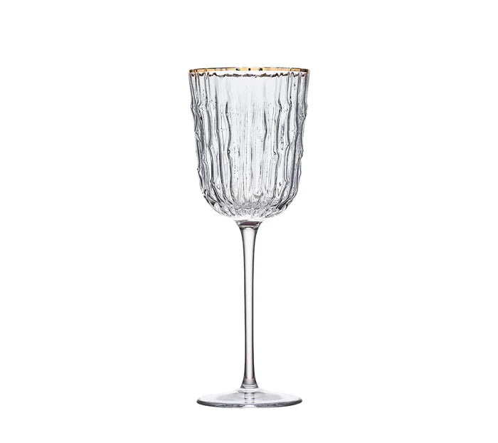 Kim Seybert Bamboo Wine Glass in Clear & Gold