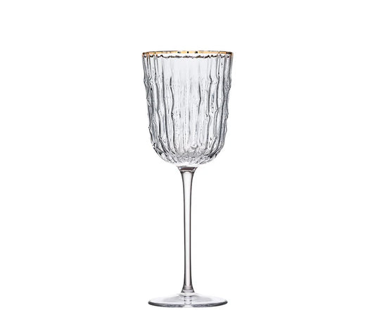 Kim Seybert Bamboo Wine Glass in Clear & Gold
