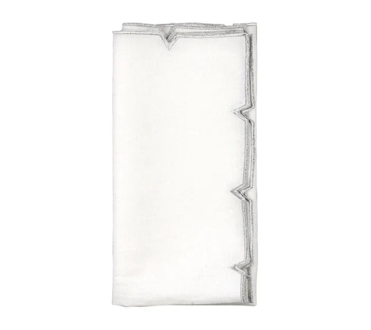 Kim Seybert Divot Napkin in White & Silver