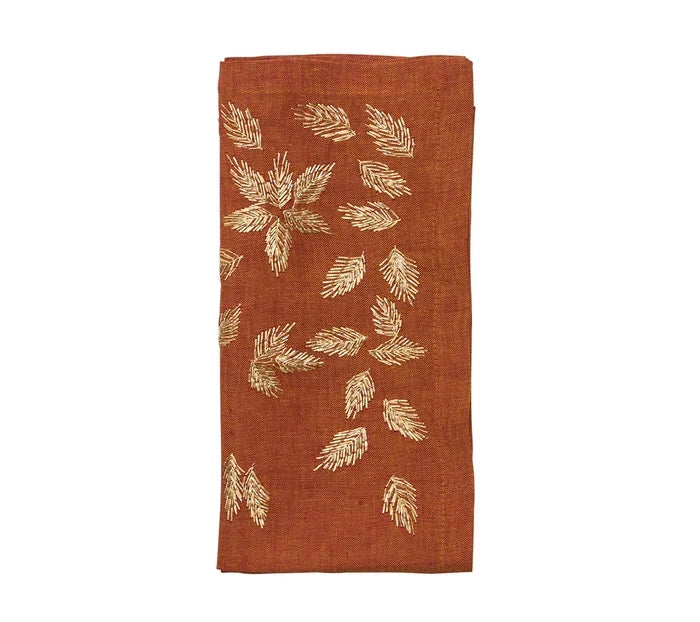 Kim Seybert Gilded Breeze Napkin in Rust & Gold