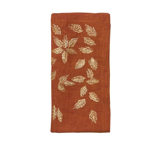 Kim Seybert Gilded Breeze Napkin in Rust & Gold