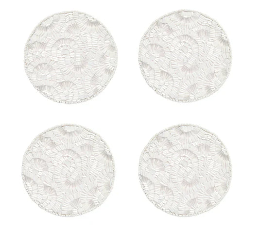 Kim Seybert Lune Drink Coasters in White, Set of 4 in a Gift Bag