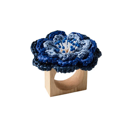 Kim Seybert Periwinkle Pareo Napkin Ring in Periwinkle & Blue