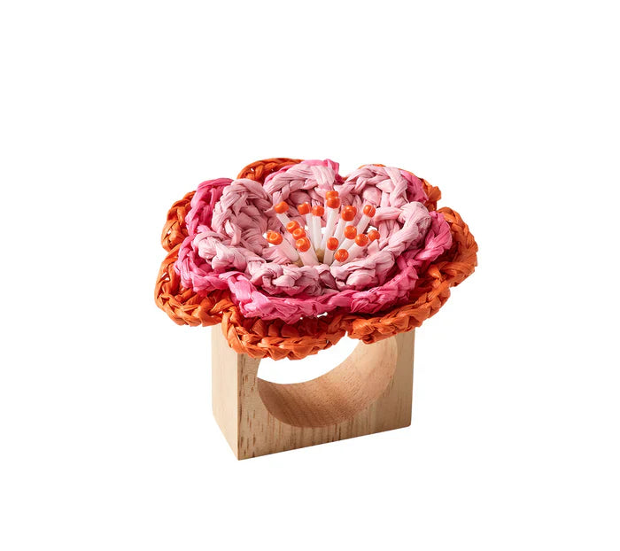 Kim Seybert Pink Orange Pareo Napkin Ring in Pink & Orange