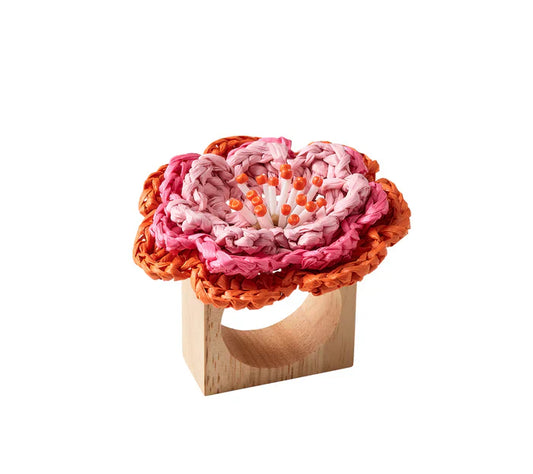 Kim Seybert Pink Orange Pareo Napkin Ring in Pink & Orange