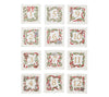 Kim Seybert Cocktail Napkins: Xmas Carol in White, Red & Green, Set of 12