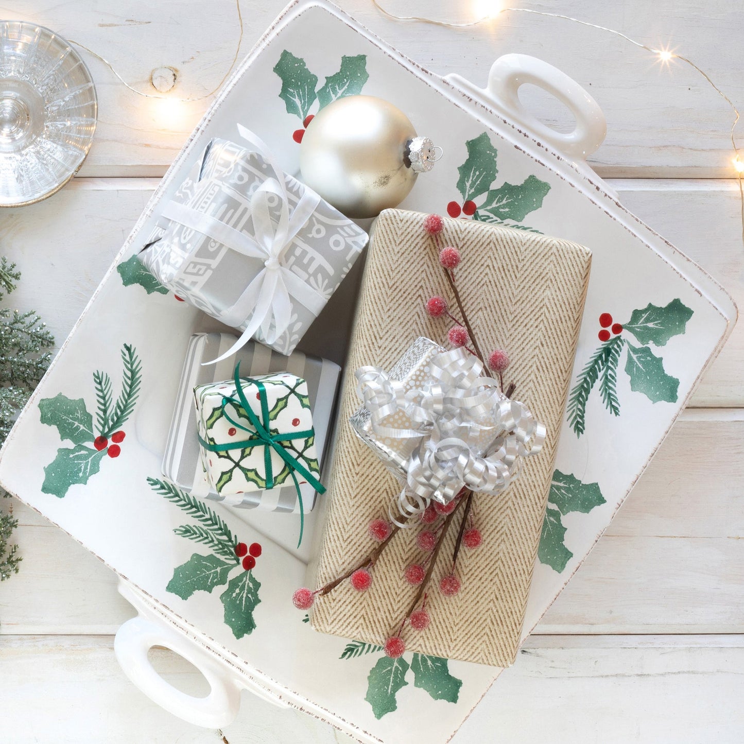 Vietri Lastra Evergreen - Handled Square Platter