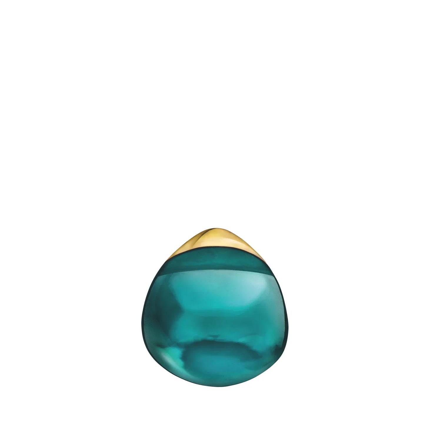 Lalique Cabochon Earrings Deep Green Crystal, 18K yellow gold plated