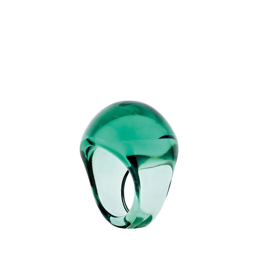 Lalique Ring - Cabochon - Dark Green Crystal, Size 7 1/4 (55)