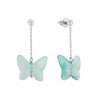 Lalique Papillion Butterfly Earrings Aqua Crystal & Sterling Silver Post Earrings