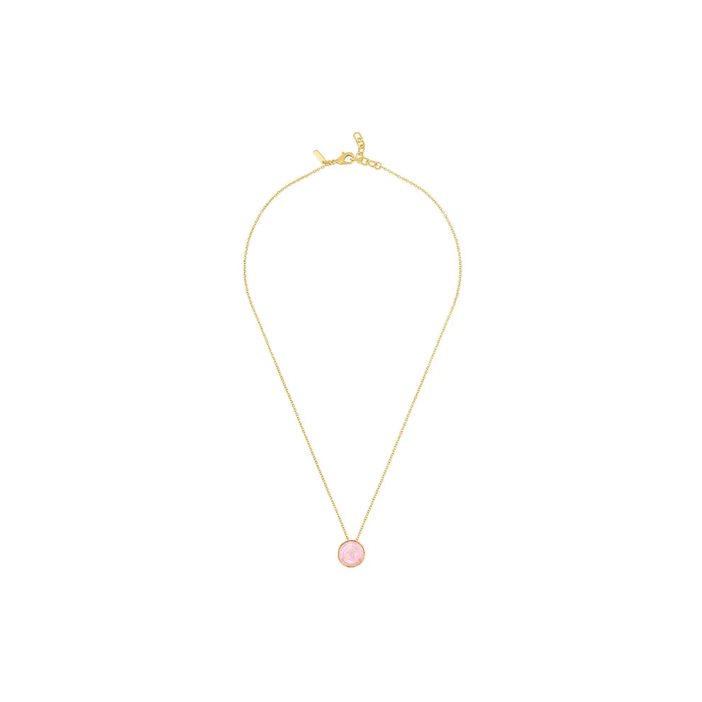 Lalique Necklace - Pivoine - Pink Pearly on Clear Crystal - Gold-Plated