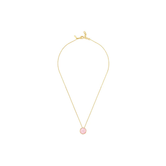 Lalique Necklace - Pivoine - Pink Pearly on Clear Crystal - Gold-Plated
