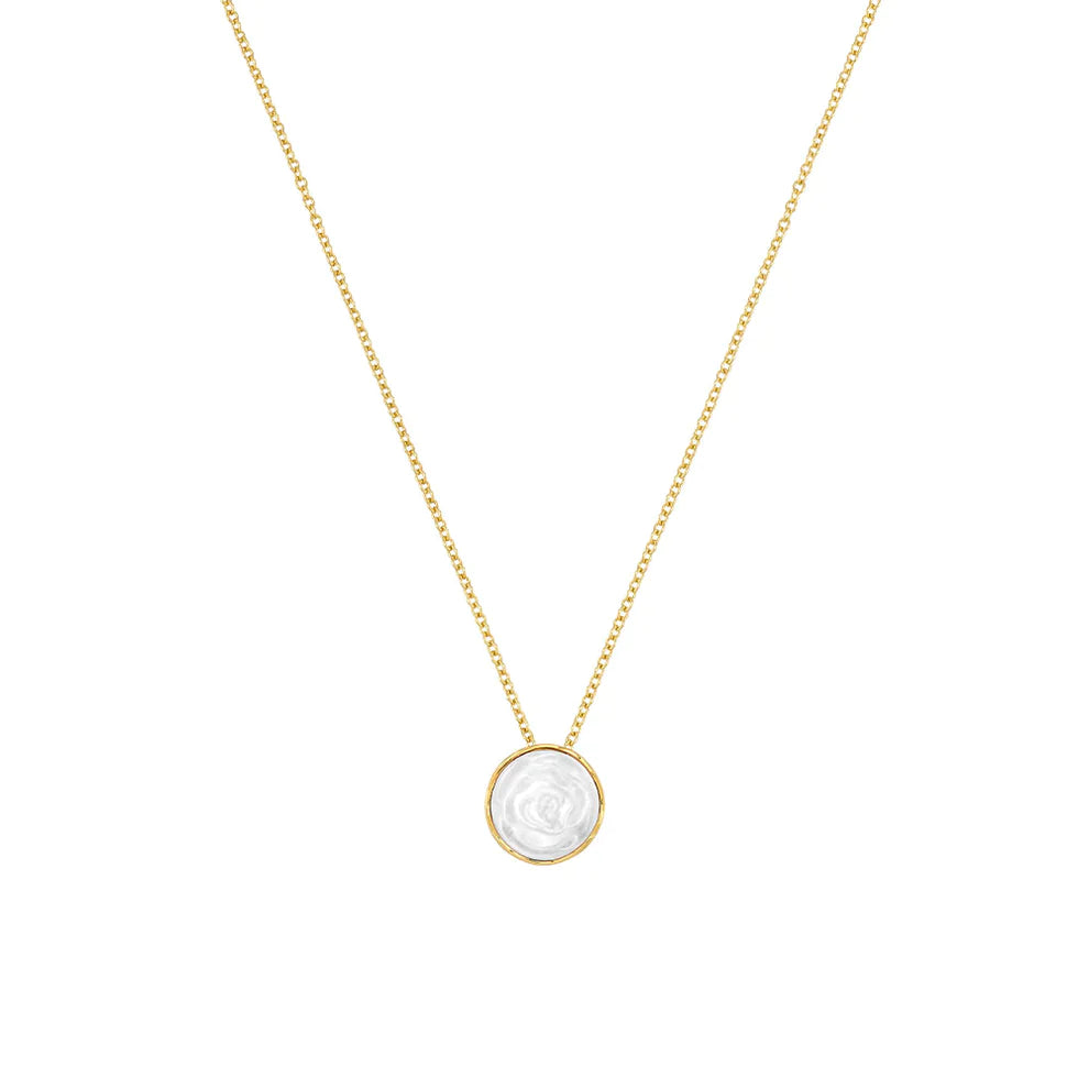 Lalique Necklace - Pivoine - White Pearly on Clear Crystal