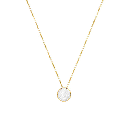 Lalique Necklace - Pivoine - White Pearly on Clear Crystal