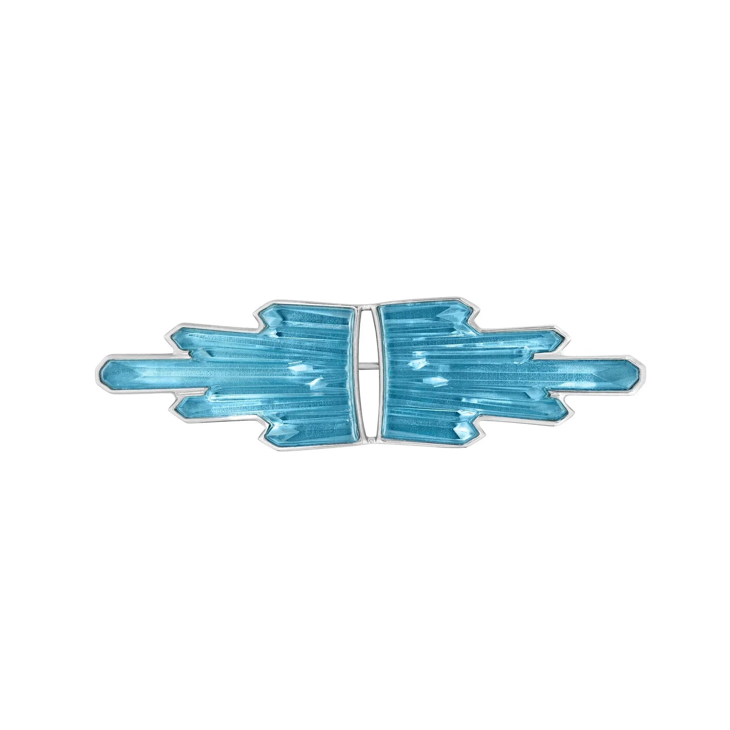Lalique Blue Terramineral Brooch Silver