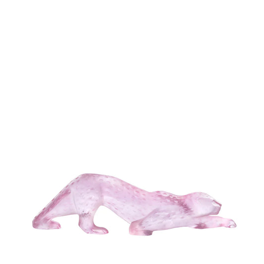 Lalique ZEILA PANTHER LARGE SCULPTURE Pink Lustre