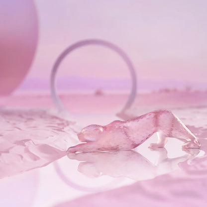 Lalique ZEILA PANTHER LARGE SCULPTURE Pink Lustre