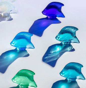Lalique Fish Sculpture Dusk purple crystal
