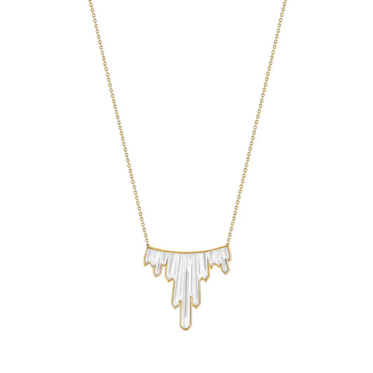 Lalique Clear Terramineral Gold Necklace 3 crystals