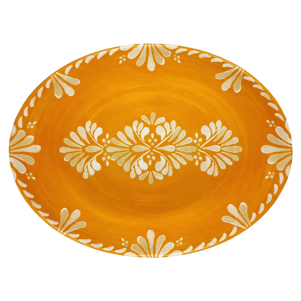 Le Cadeaux Paloma Orange Oval Platter 16"