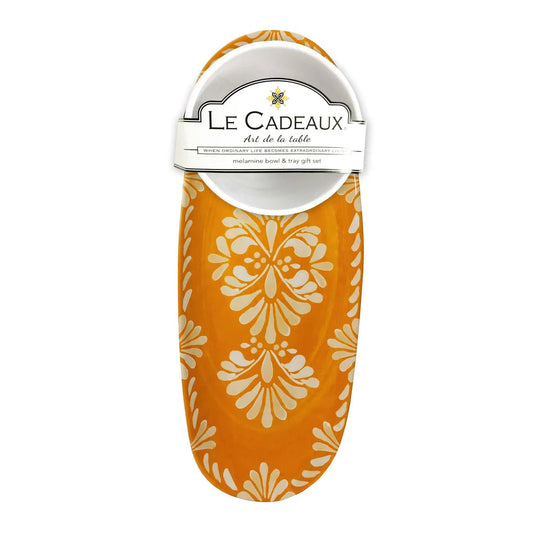 Le Cadeaux Paloma Orange Bowl & Tray Gift Set