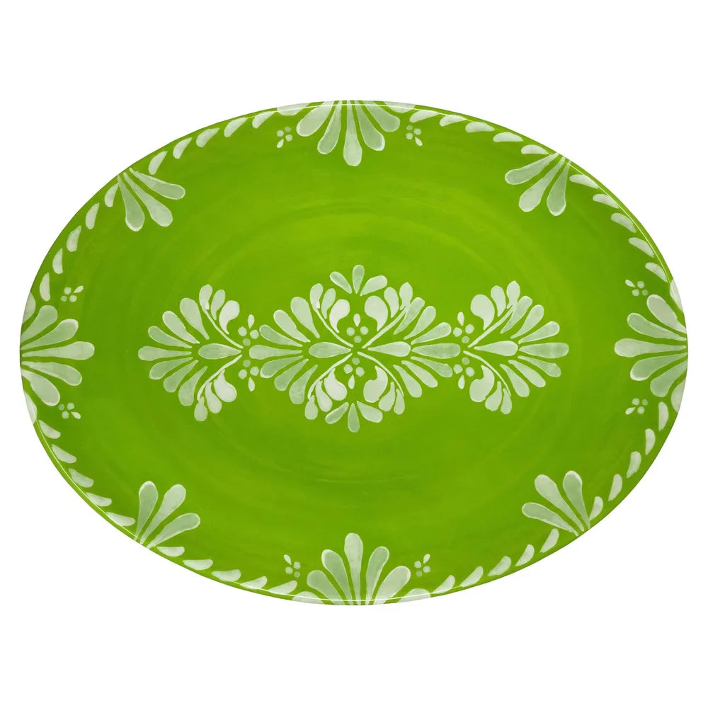 Le Cadeaux Paloma Green Oval Platter 16"