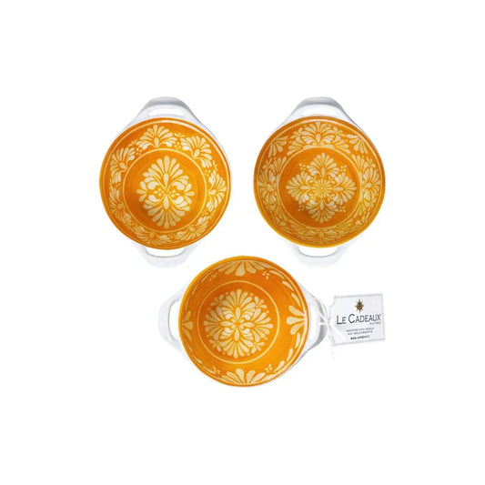 Paloma Orange Bowls Mini Handled Le Cadeaux
