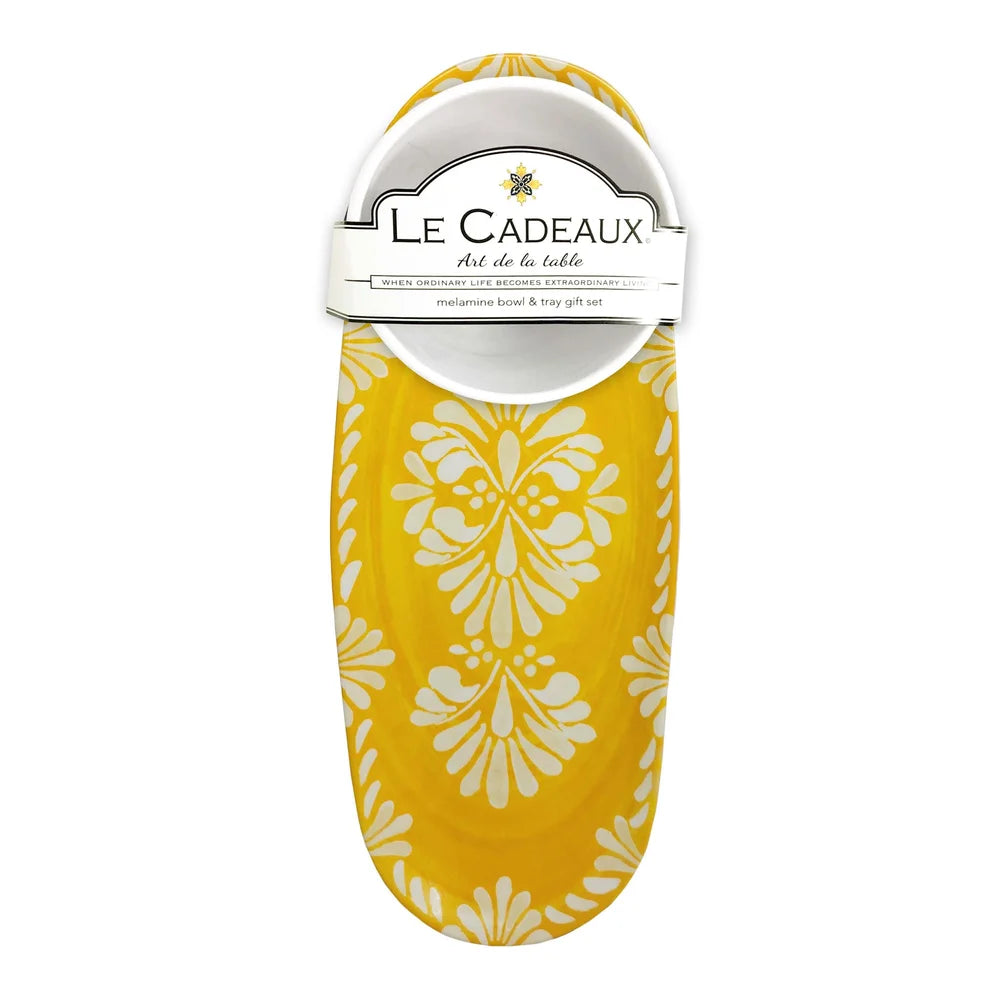 Le Cadeaux Paloma Yellow Bowl Tray Set