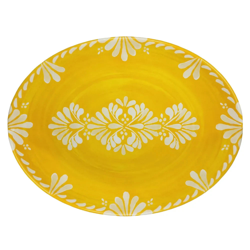 Paloma Yellow Platter Oval 16 in Le Cadeaux