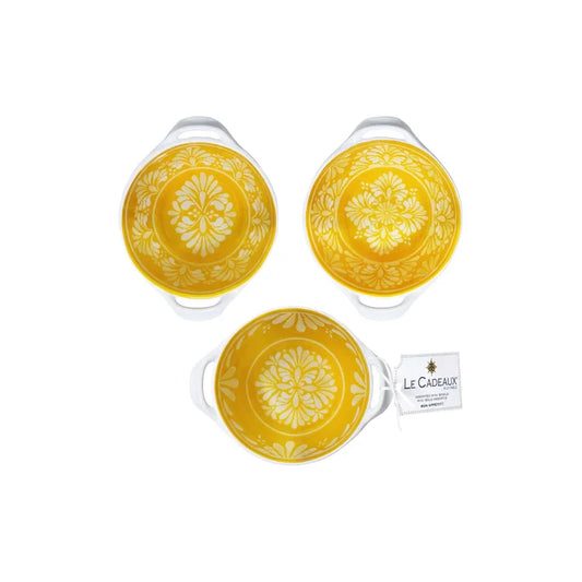 Paloma Yellow Bowls Mini Handled Le Cadeaux