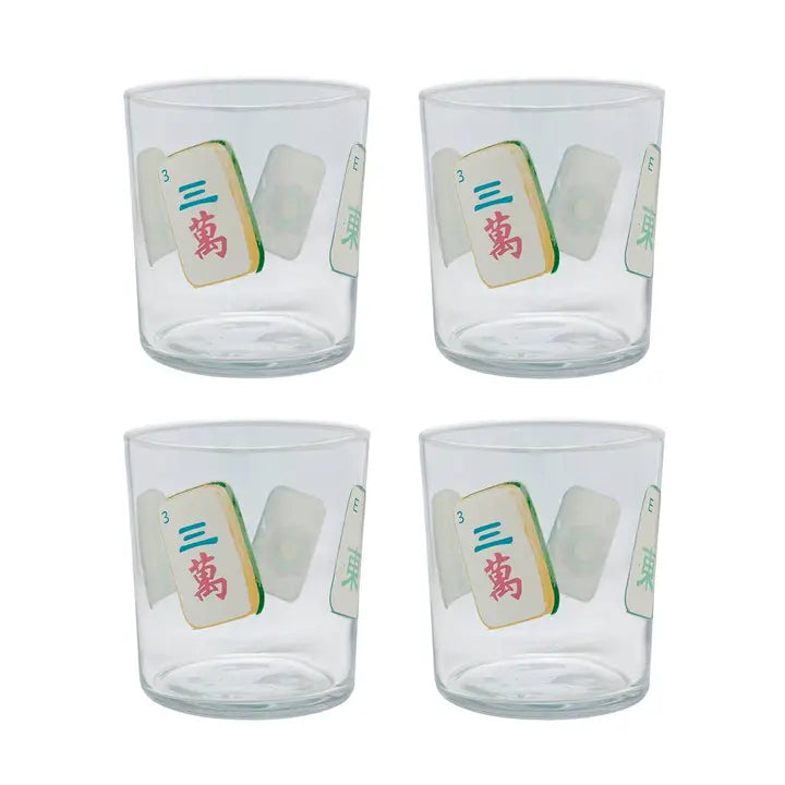 Mariposa Mahjong Double Old Fashion Glasses Set of Four