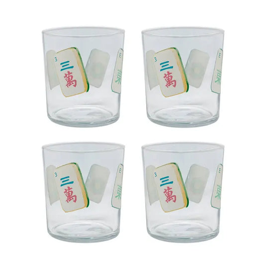 Mariposa Mahjong Double Old Fashion Glasses Set of Four