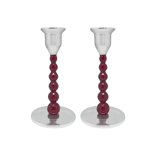 Mariposa Candlestick Set - Pearled - Red - Small