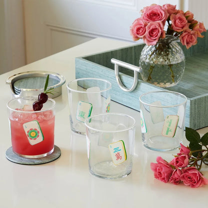 Mariposa Mahjong Double Old Fashion Glasses Set of Four