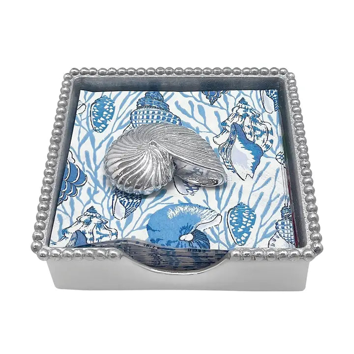 Mariposa Nautilus Shell Beaded Napkin Box Set