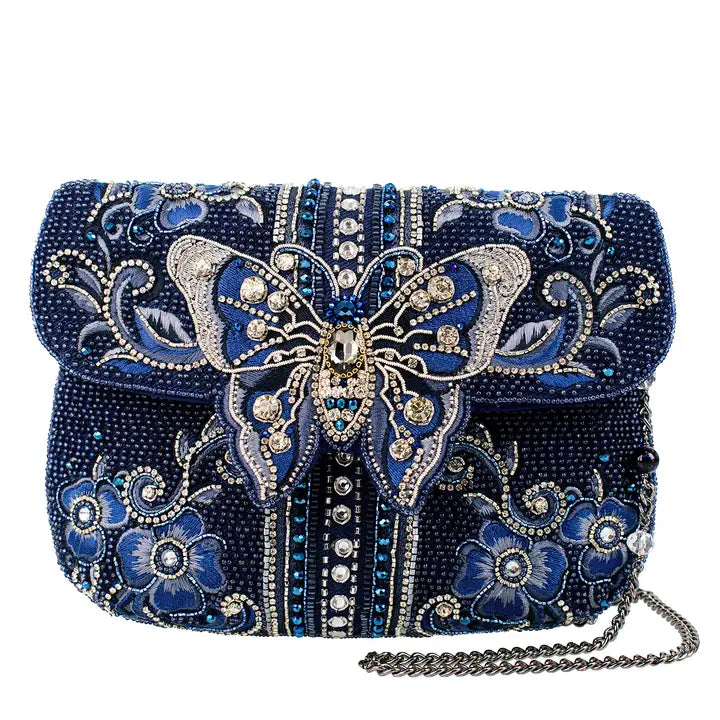 Mary Frances Blue Alchemy Butterfly and Floral Handbag